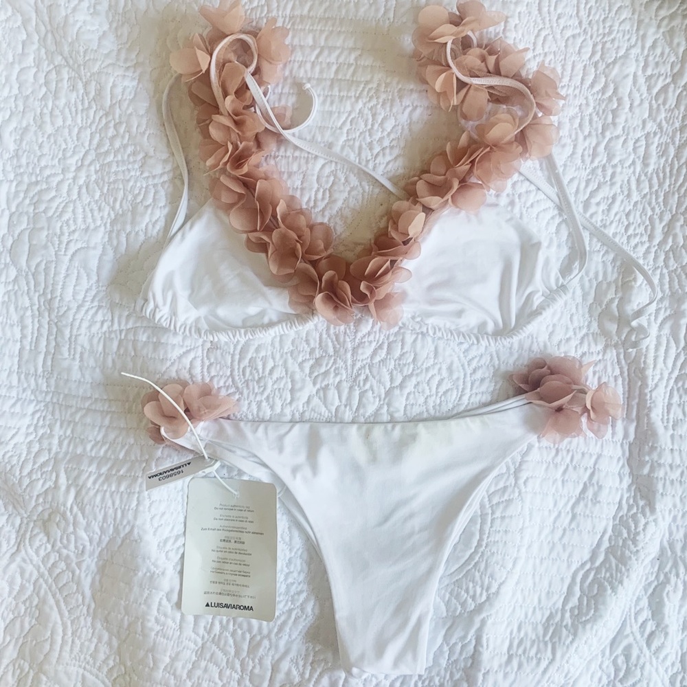 La Reveche White and Pink Bikini Large